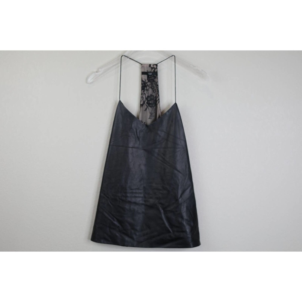Tibi Tank Women 0 Black Lamb Leather Lace